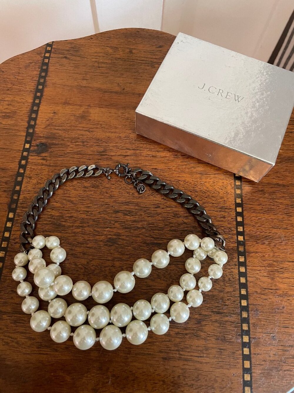 J.Crew Oversized Faux Pearl Statement Necklace – Triple Strand